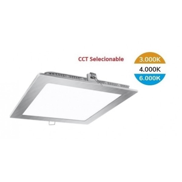 Downlight panel LED Cuadrado 170x170mm Niquel Satinado 12W CCT